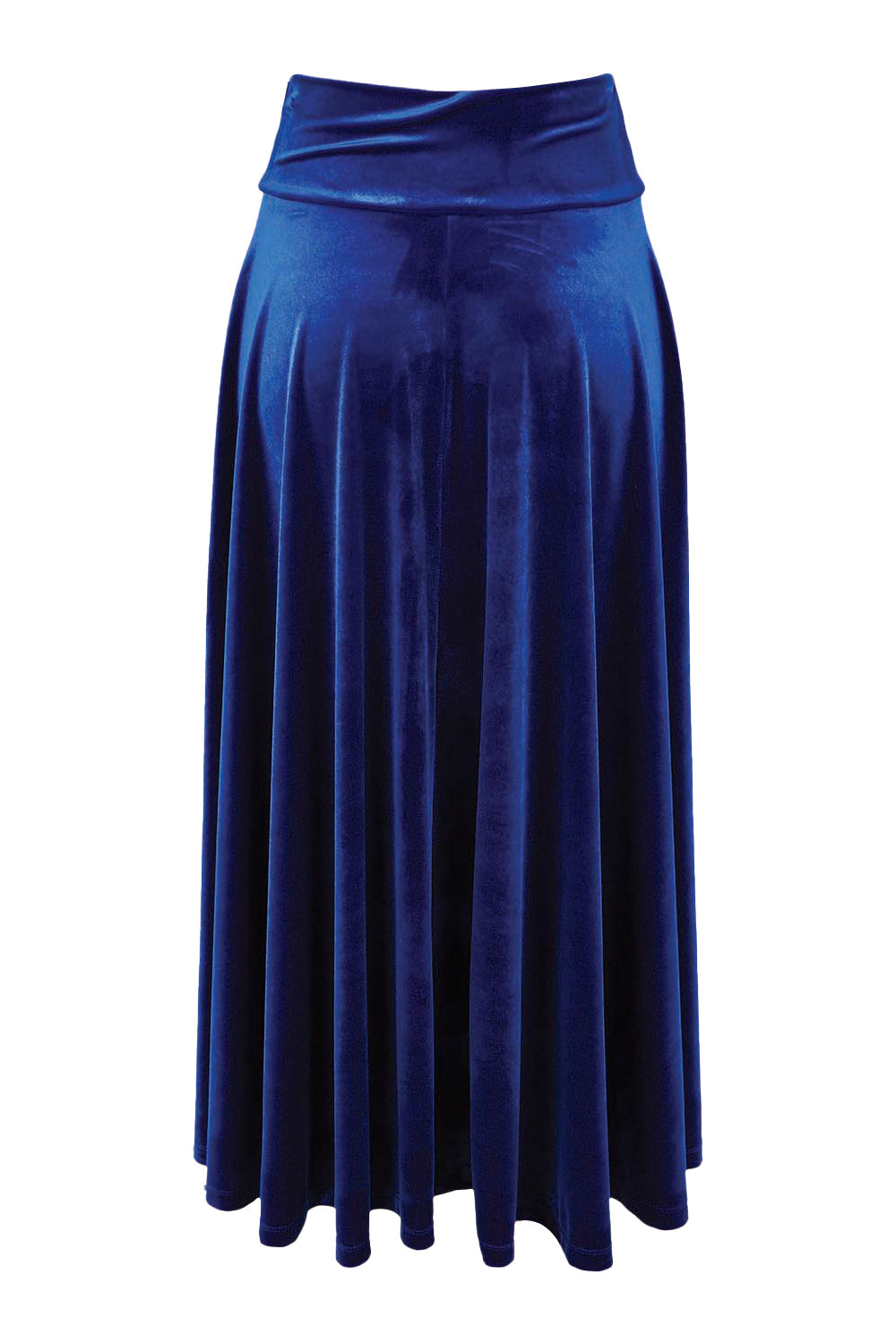 Product shot of the Love By Candlelight Velvet Skirt in colour Sapphire (Blue), from the back
