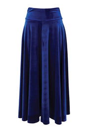 Product shot of the Love By Candlelight Velvet Skirt in colour Sapphire (Blue), from the front