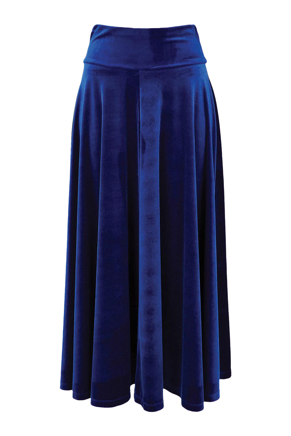 Product shot of the Love By Candlelight Velvet Skirt in colour Sapphire (Blue), from the front