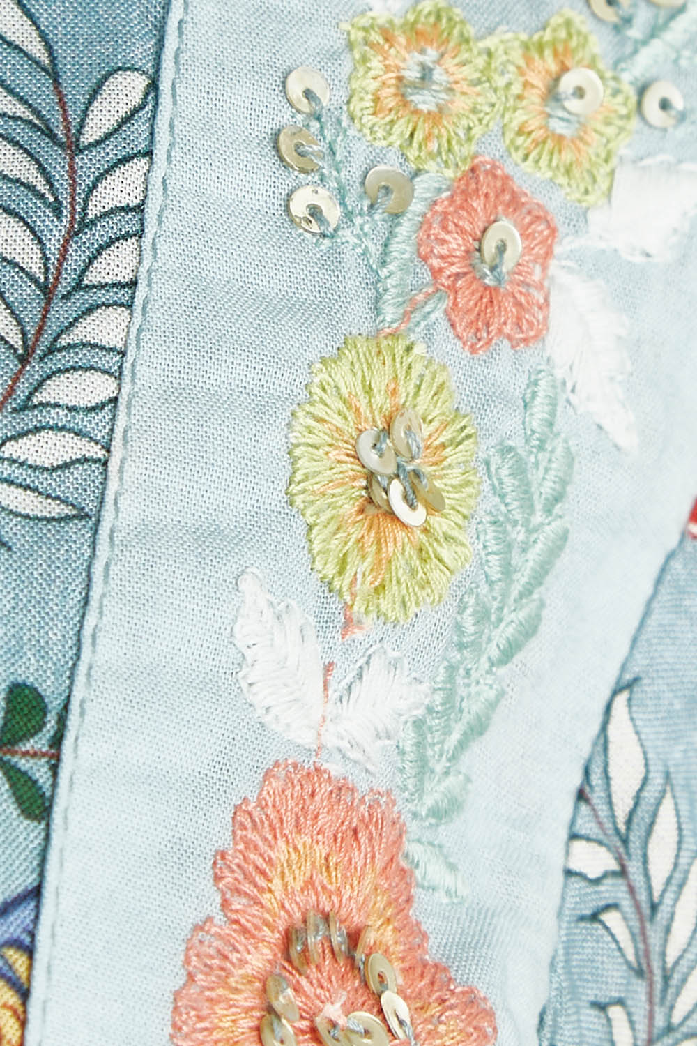 Product shot of the Now And Forever Dress in colour Icefleur (Blue), detail