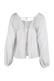 Product shot of the Bringing Sexy Back Blouse in colour White (White), from the back