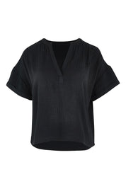Product shot of the Every Other Day Cotton Blouse in colour Black (Black), from the front