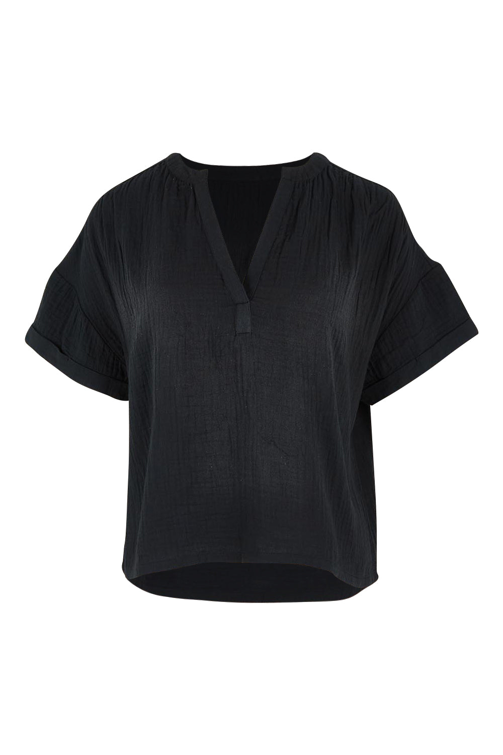Product shot of the Every Other Day Cotton Blouse in colour Black (Black), from the front