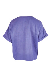 Product shot of the Every Other Day Cotton Blouse in colour Blue (Blue), from the back