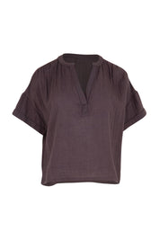 Product shot of the Every Other Day Cotton Blouse – Chocolate in colour Chocolate, from the front