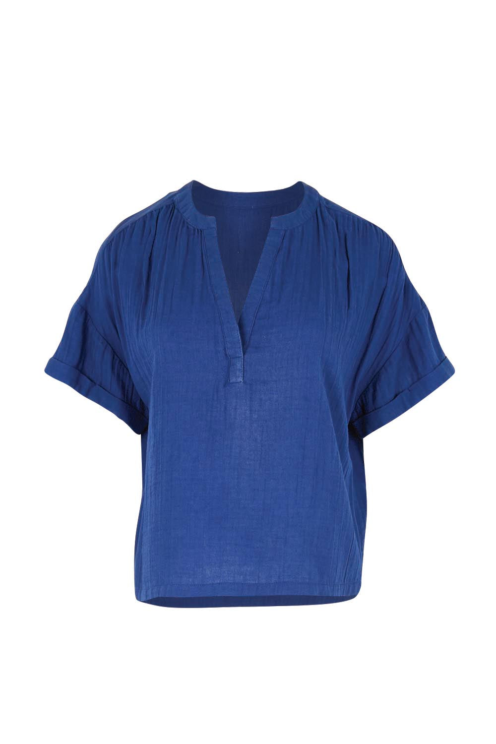 Product shot of the Every Other Day Cotton Blouse – Deepblue in colour Deepblue, from the front
