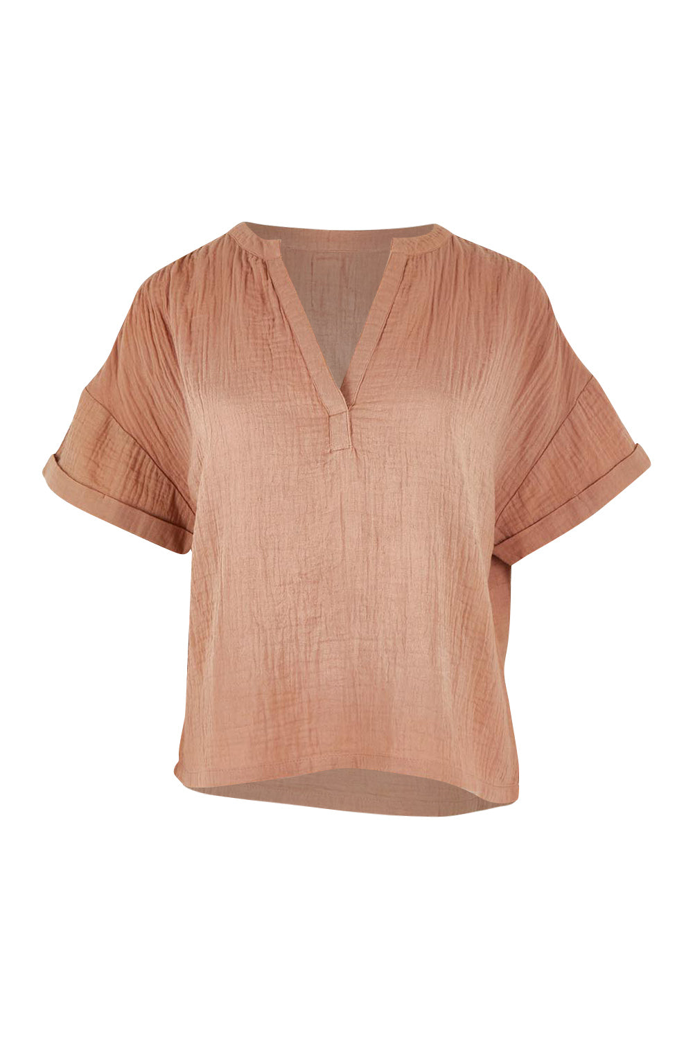 Product shot of the Every Other Day Cotton Blouse in colour Mousse, from the front
