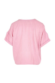 Product shot of the Every Other Day Cotton Blouse – Rose in colour Rose, from the back