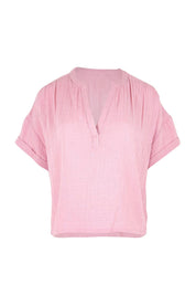 Product shot of the Every Other Day Cotton Blouse – Rose in colour Rose, from the front
