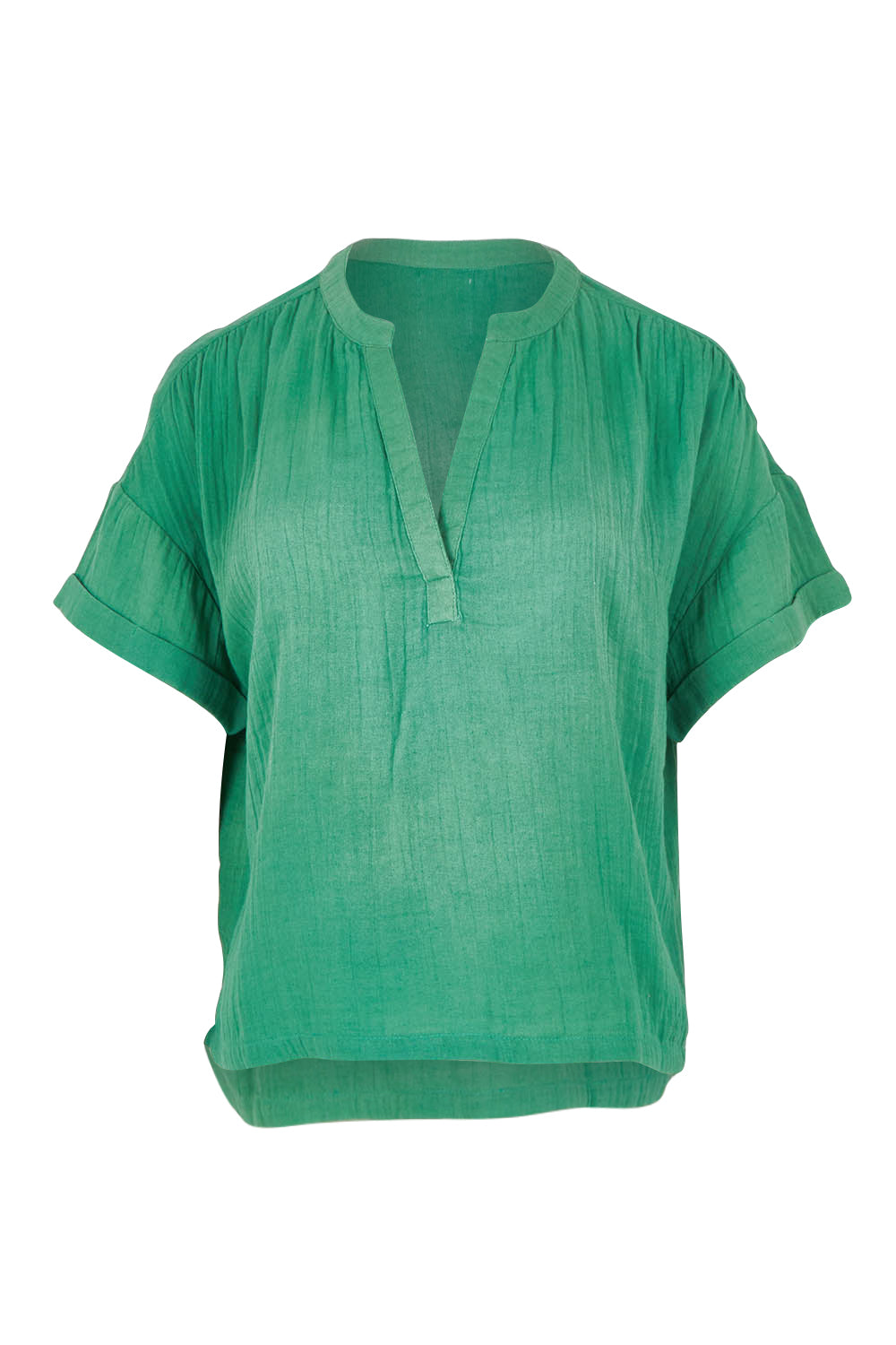 Product shot of the Every Other Day Cotton Blouse in colour Sage (Green), from the front