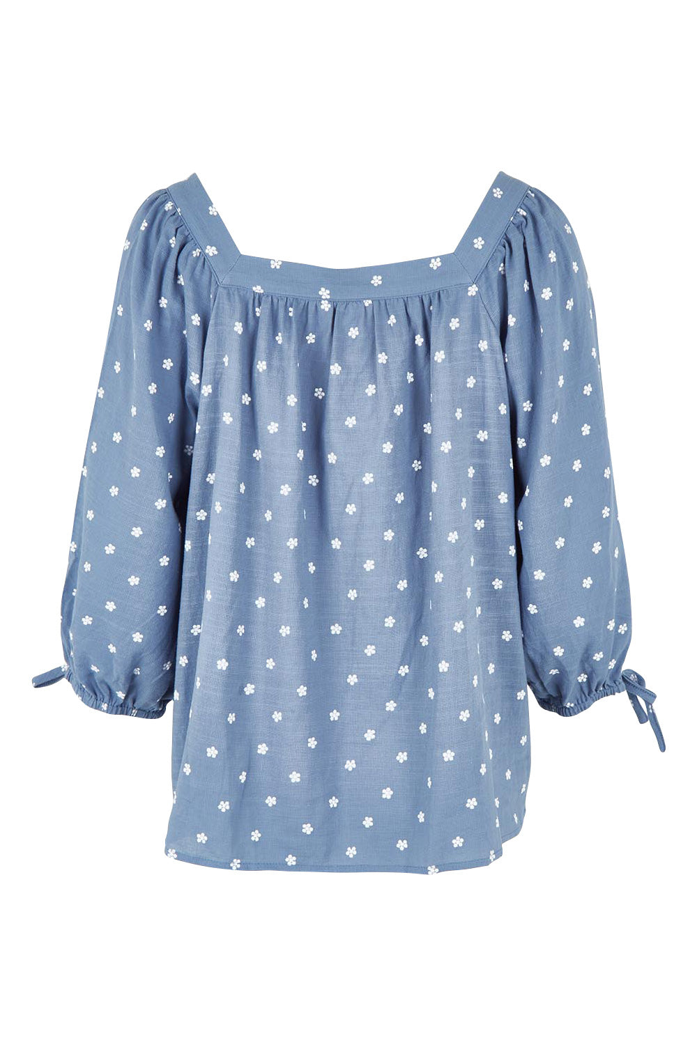 Product shot of the Picking Flowers Blouse in colour Bluehue (Blue), from the back