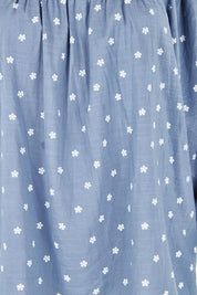 Product shot of the Picking Flowers Blouse in colour Bluehue (Blue), detail
