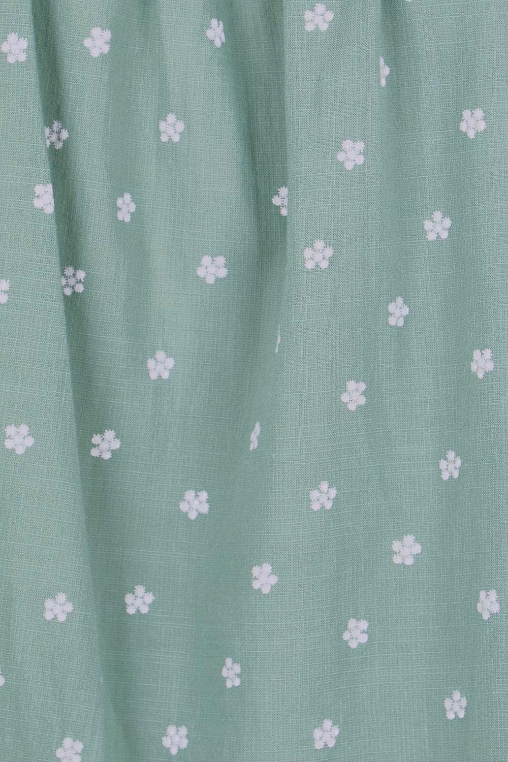 Product shot of the Picking Flowers Blouse – Sagehue in colour Sagehue, showing detail