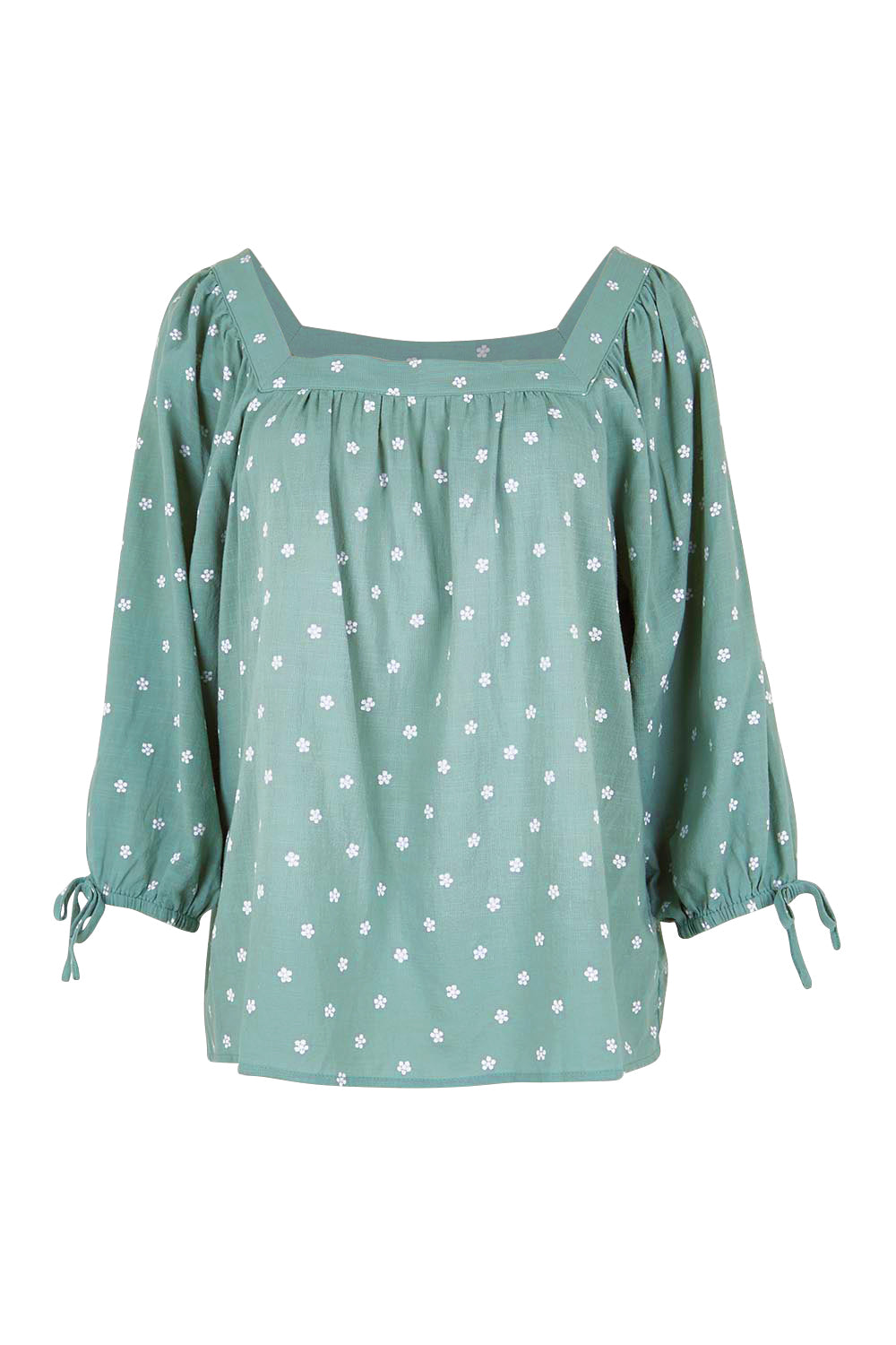 Product shot of the Picking Flowers Blouse – Sagehue in colour Sagehue, from the front