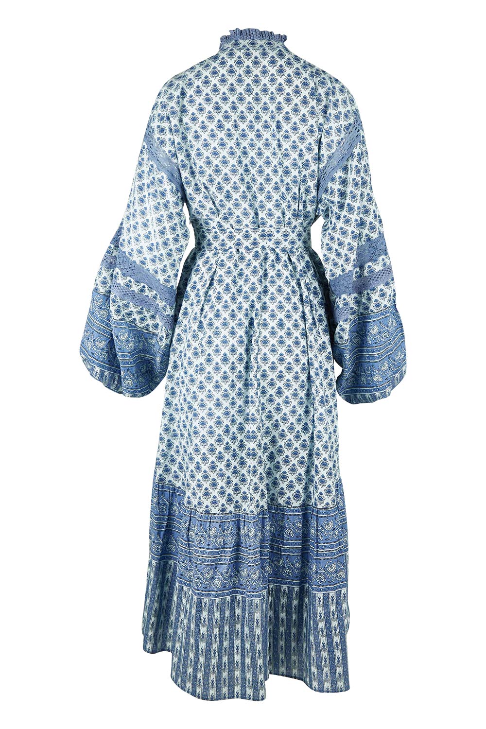 Product shot of the Under A Blue Sky Maxi Dress in colour Bluefleur (Blue), from the back
