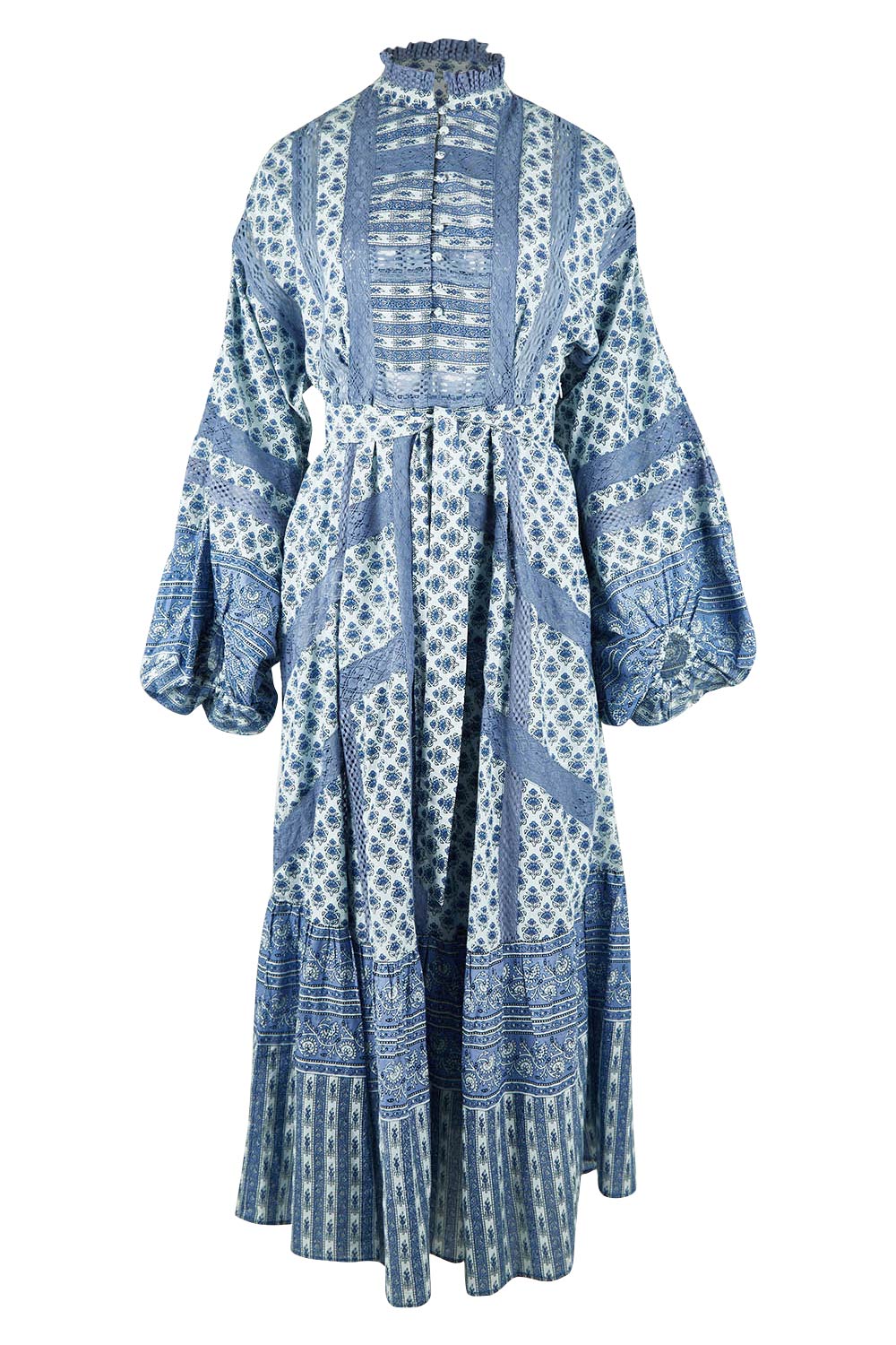 Product shot of the Under A Blue Sky Maxi Dress in colour Bluefleur (Blue), from the front