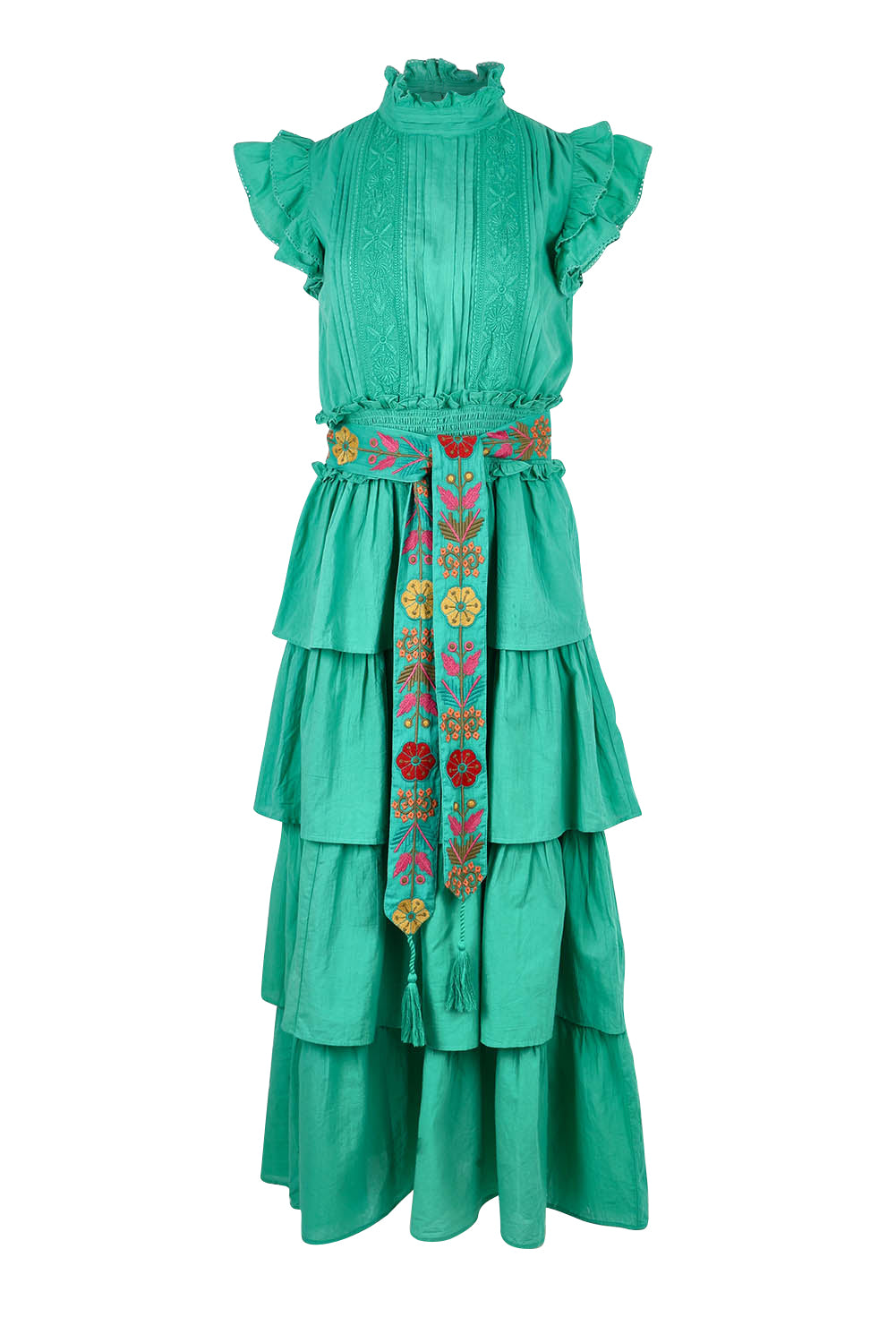Product shot of the Perfect Dream Cotton Maxi Dress in colour Emerald (Green), detail