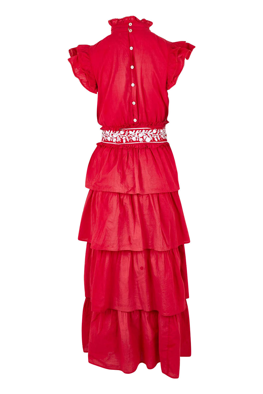 Product shot of the Perfect Dream Cotton Maxi Dress in colour Red (Red), from the back