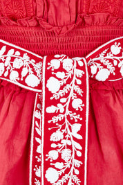 Product shot of the Perfect Dream Cotton Maxi Dress in colour Red (Red), detail