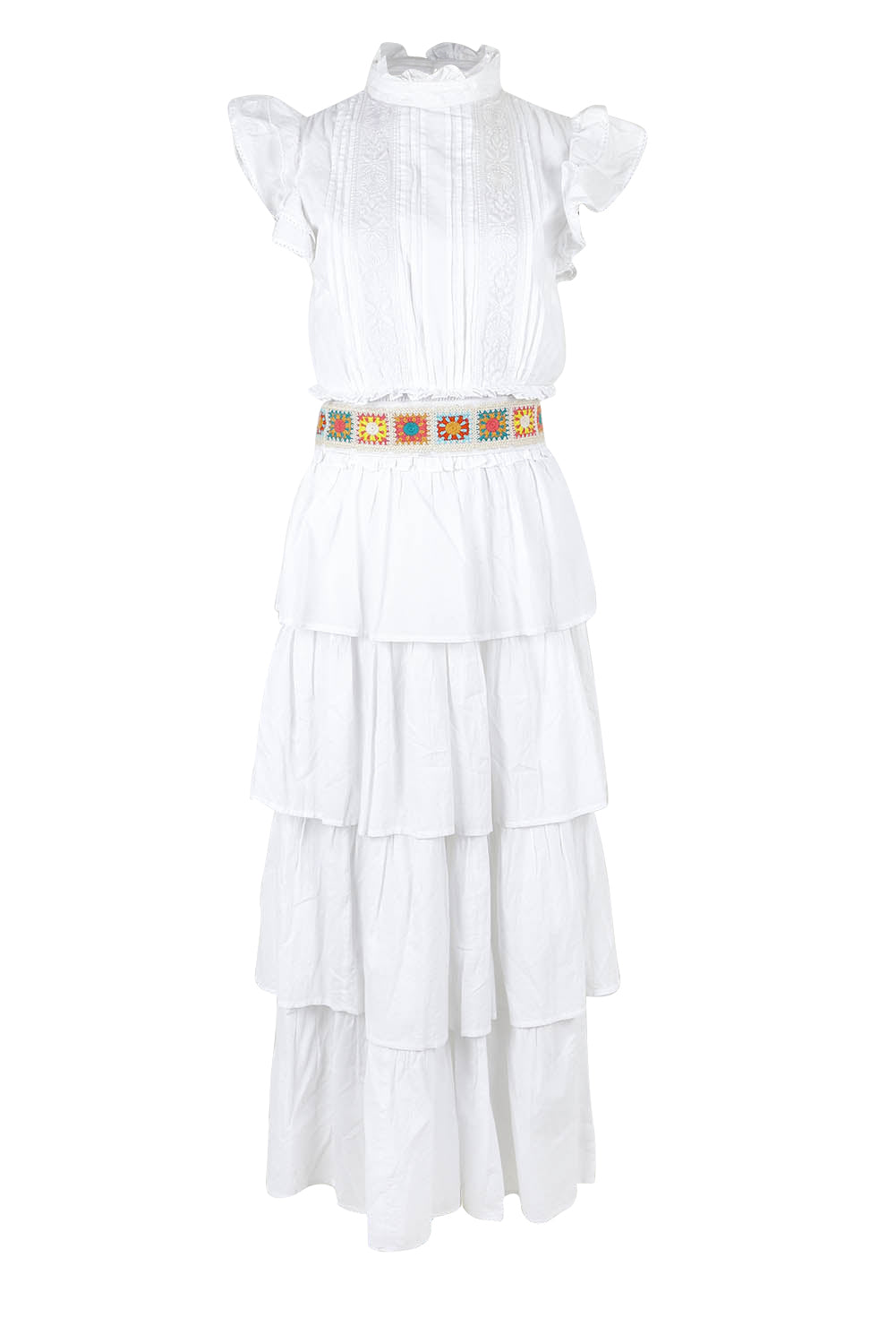 Product shot of the Perfect Dream Cotton Maxi Dress in colour White (White), from the front
