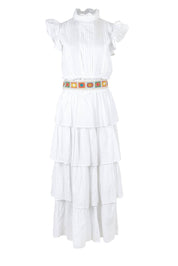 Product shot of the Perfect Dream Cotton Maxi Dress in colour White (White), from the front