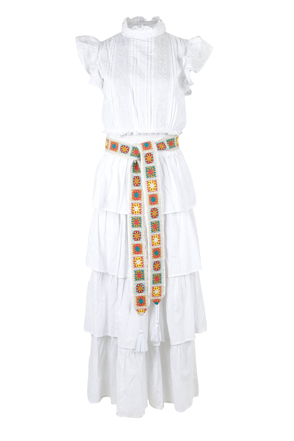 Product shot of the Perfect Dream Cotton Maxi Dress in colour White (White), from the front