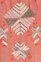 Product shot of the Simple Things Embroidered Top in colour Peach (Pink), detail