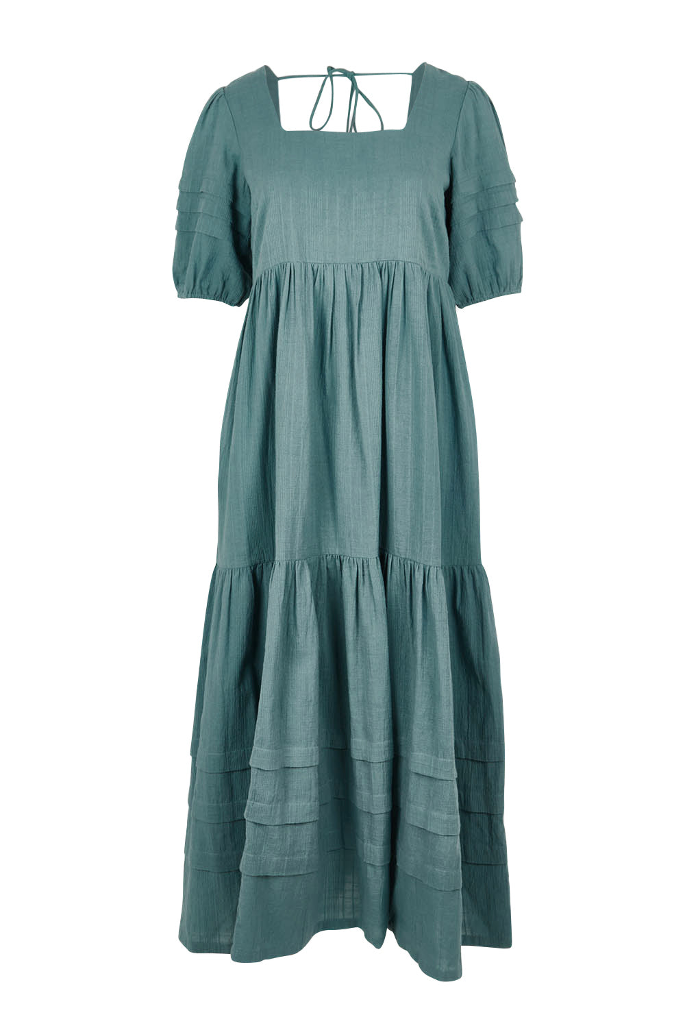 Product shot of the Chasing Butterflies Cotton Dress in colour Sage (Green), from the front