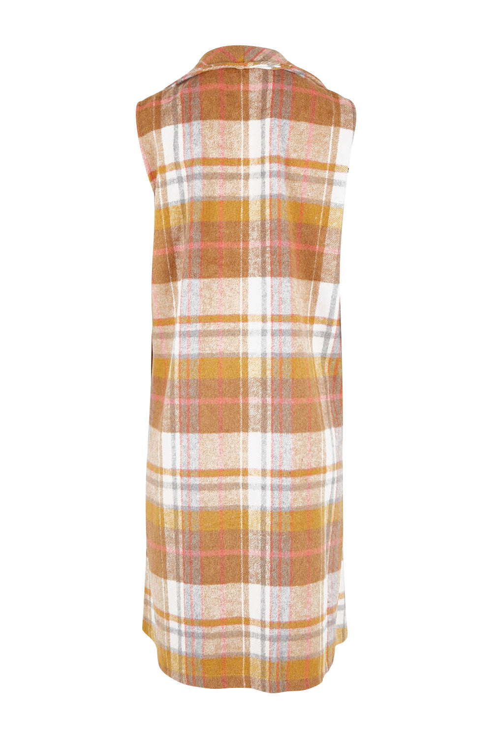 Preloved Check Me Longline Vest - Camelpink