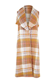 Preloved Check Me Longline Vest - Camelpink