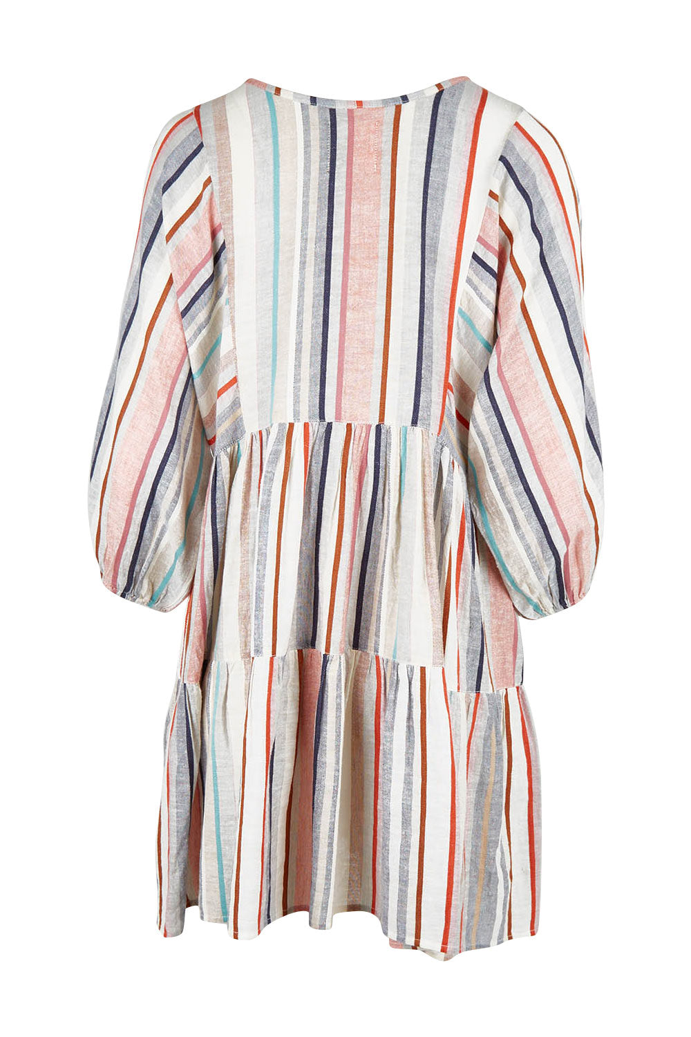 Product shot of the Easy Day Yarn Dyed Cotton Dress in colour Stripe (White), from the back
