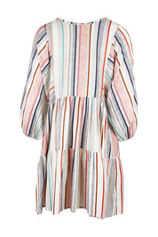 Product shot of the Easy Day Yarn Dyed Cotton Dress in colour Stripe (White), from the back