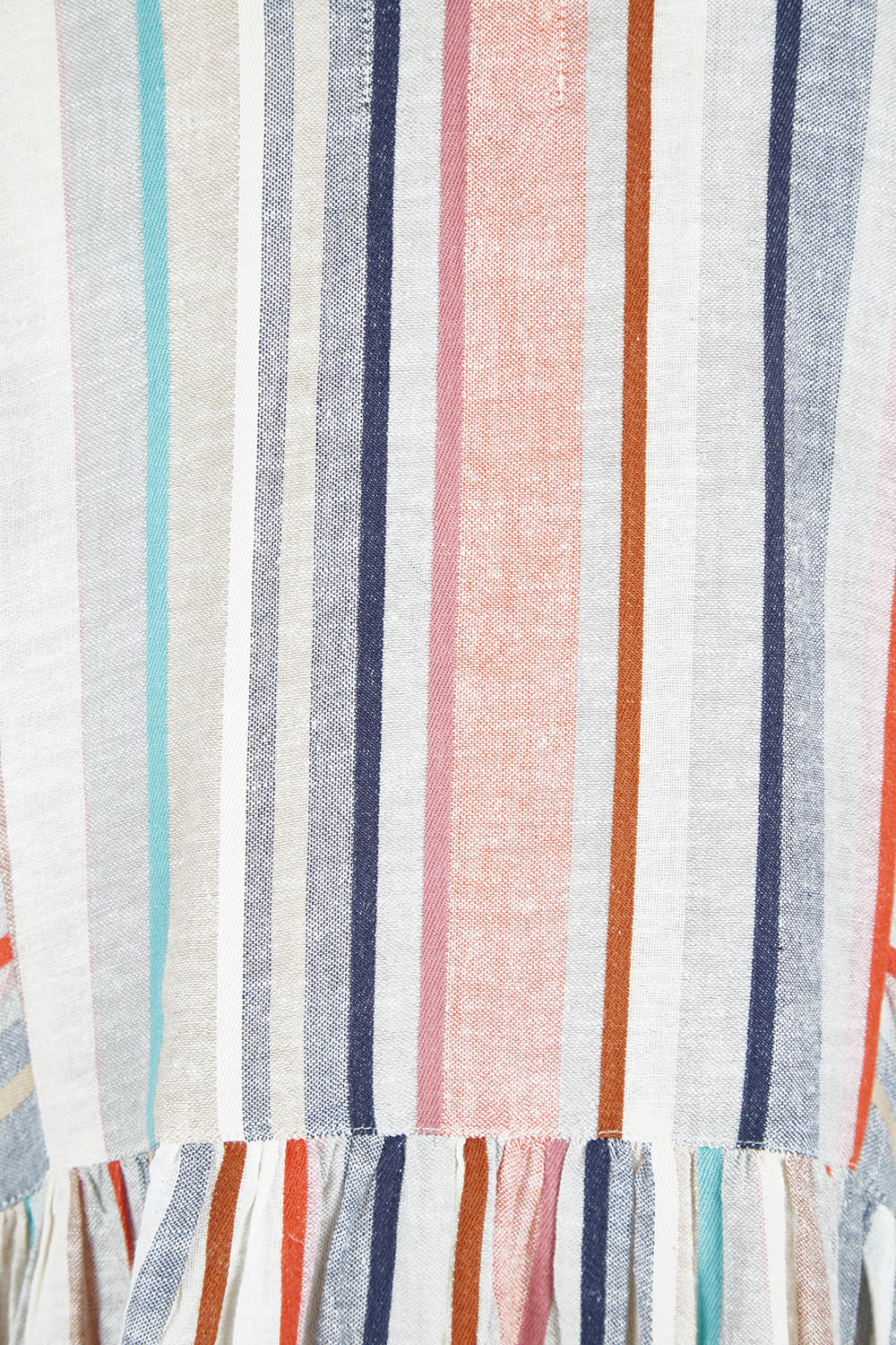 Product shot of the Easy Day Yarn Dyed Cotton Dress in colour Stripe (White), detail