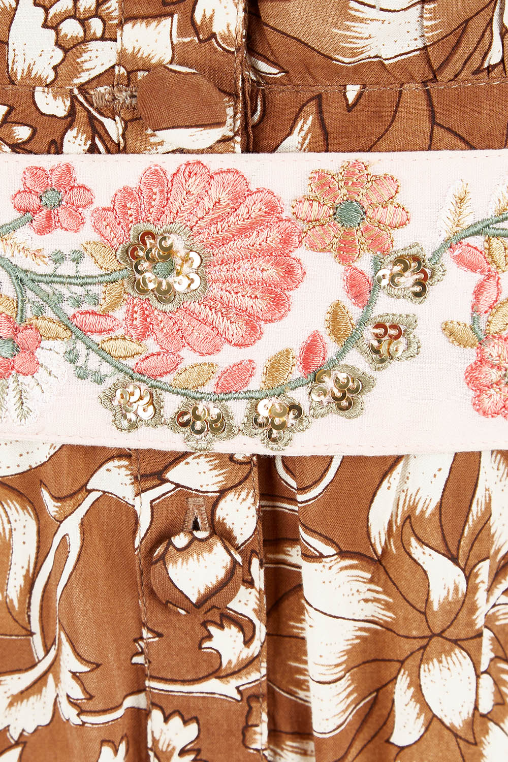 Product shot of the Feel Good Friday Dress in colour Hazelnut (White), detail