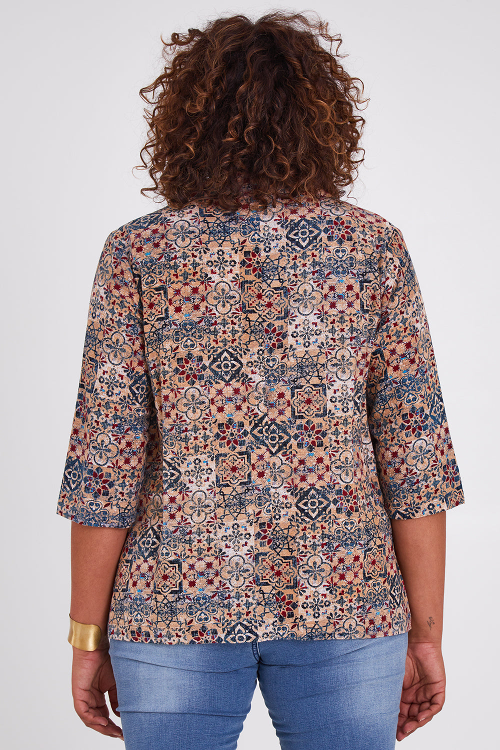 Model Anucia wearing size 14 of the Missing You Dearly Blazer in colour Blue (Blue), from the back