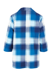 Product shot of the Missing You Dearly Blazer in colour Bluecheck (Blue), from the back