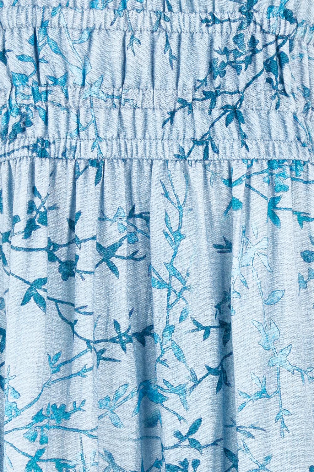 Product shot of the Sweet Pea Maxi Dress in colour Bluefleur (Blue), detail