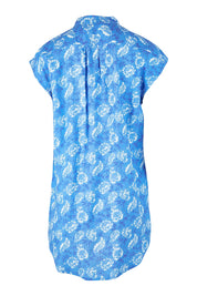 Product shot of the Forget Me Not Sleeveless Blouse in colour Bluewhite (Blue), from the back