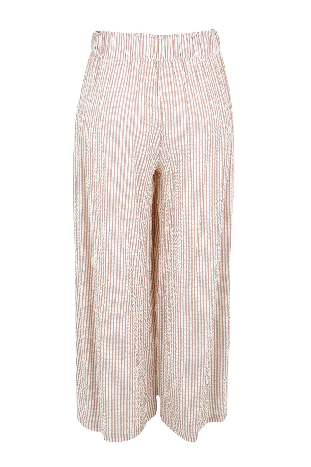 Product shot of the Break Of Day Cotton Pants - Sandstripe in colour Sandstripe, from the back