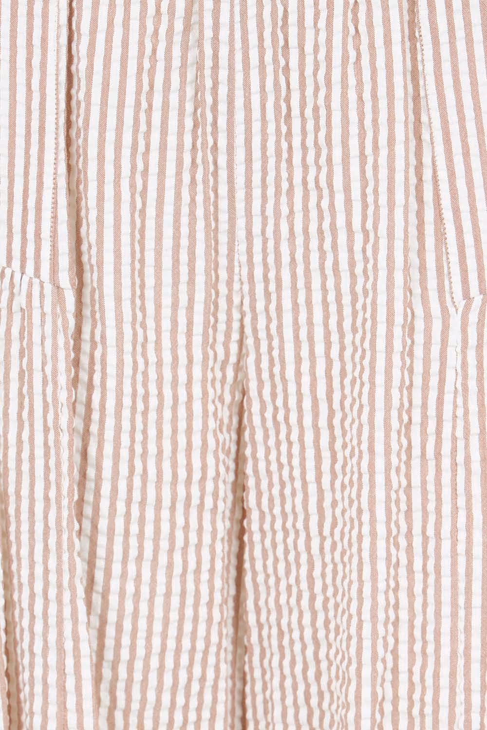 Product shot of the Break Of Day Cotton Pants - Sandstripe in colour Sandstripe, showing detail