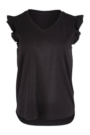 Product shot of the For The Frill Of It Tee in colour Black (Black), from the front
