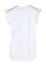 Product shot of the For The Frill Of It Tee in colour White (White), from the back