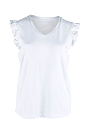 Product shot of the For The Frill Of It Tee in colour White (White), from the front