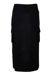 Product shot of the Carry Me With You Cargo Skirt in colour Black (Black), from the back