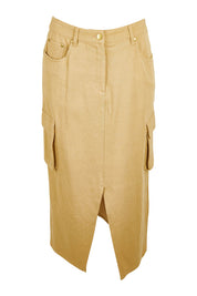 Product shot of the Carry Me With You Cargo Skirt in colour Sand, from the front