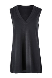 Product shot of the Snuggle Up Vest in colour Black (Black), from the front