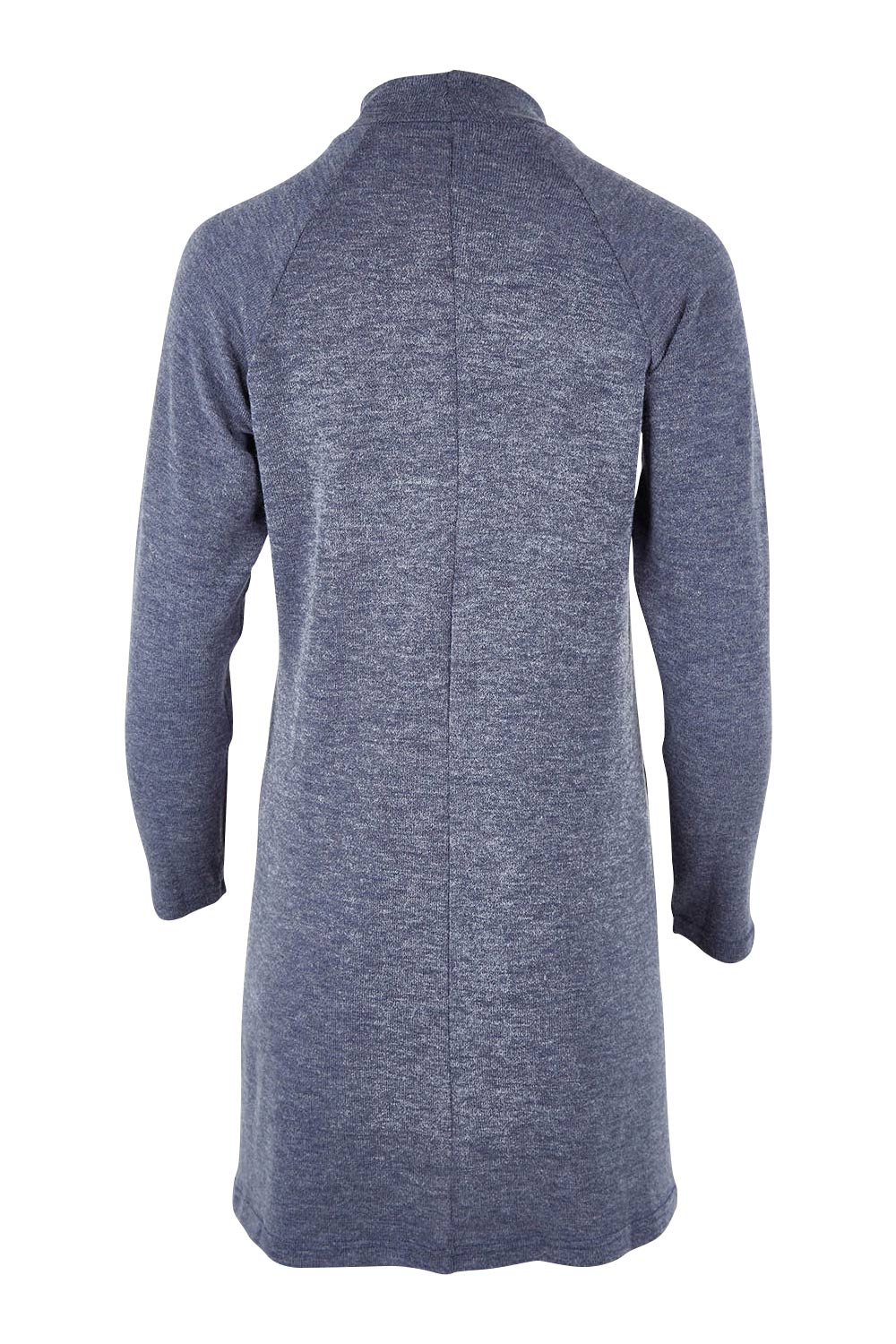 Product shot of the Snuggle Up Tunic Top in colour Marldenim (Blue), from the back