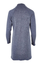 Product shot of the Snuggle Up Tunic Top in colour Marldenim (Blue), from the back