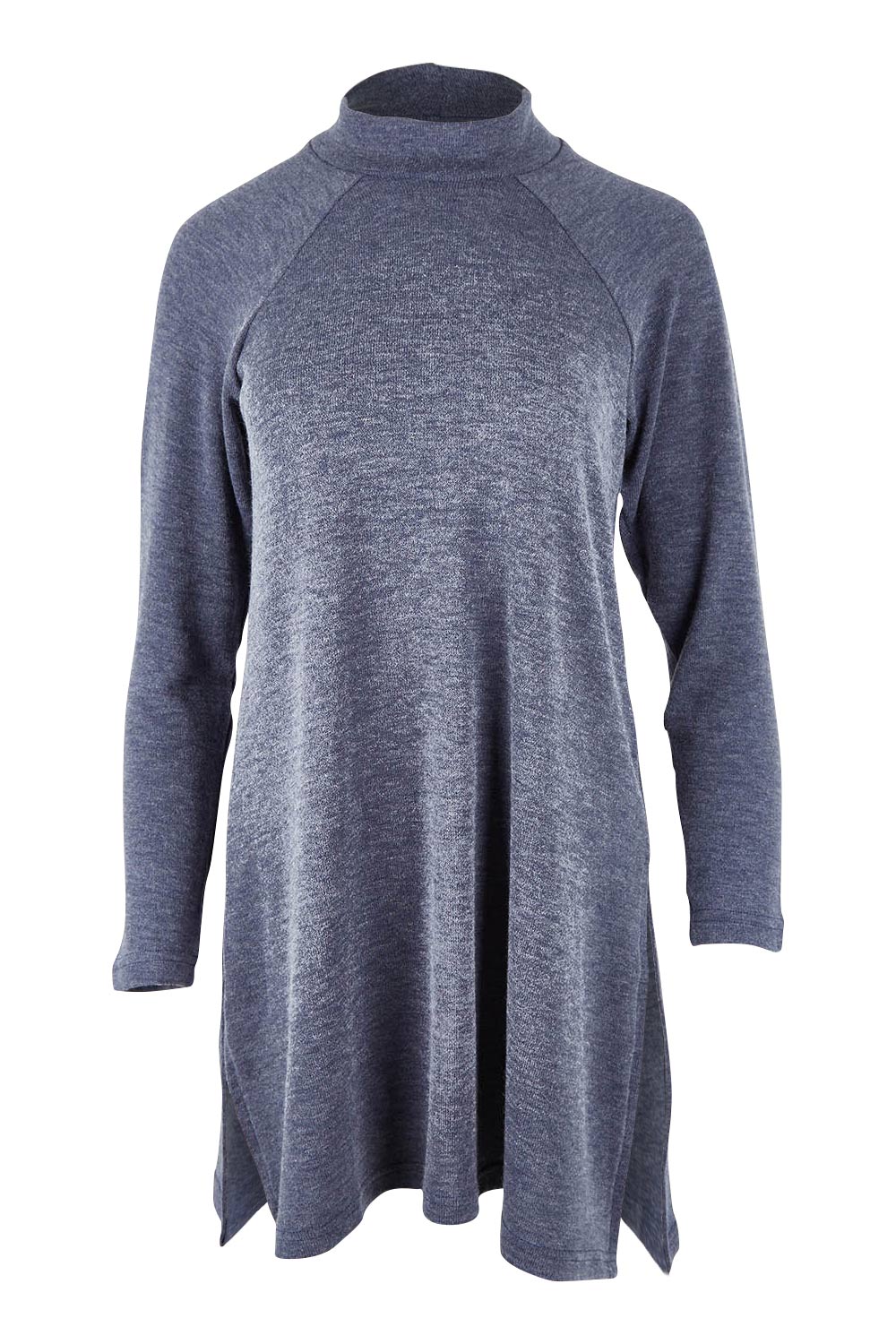 Product shot of the Snuggle Up Tunic Top in colour Marldenim (Blue), from the front