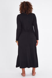 Model Anucia wearing size 14 of the My Faithful Maxi Tee Skivvy Dress in colour Black (Black), from the back